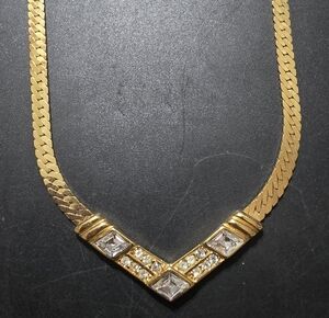 Elegant Gold Trifari Necklace with Crystal Accents